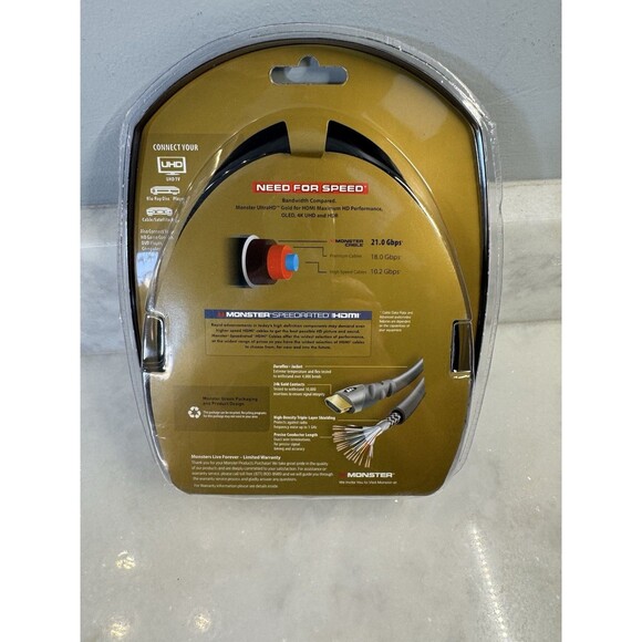 HDMI Monster Cable, 4K HDR Ultra HD Gold, 6 Ft. New/Sealed - Picture 7 of 13